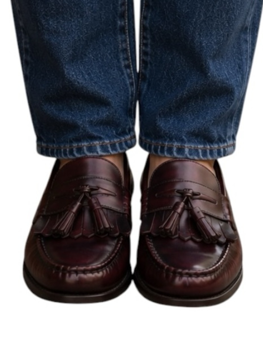 VTG G.H. Bass Weejuns Tassel Kiltie Loafers Burgundy Oxblood Leather Mens 9.5 - Picture 12 of 12